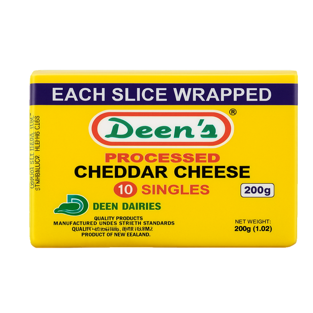 Deens Cheddar Slices 200g 10 slice pack 1